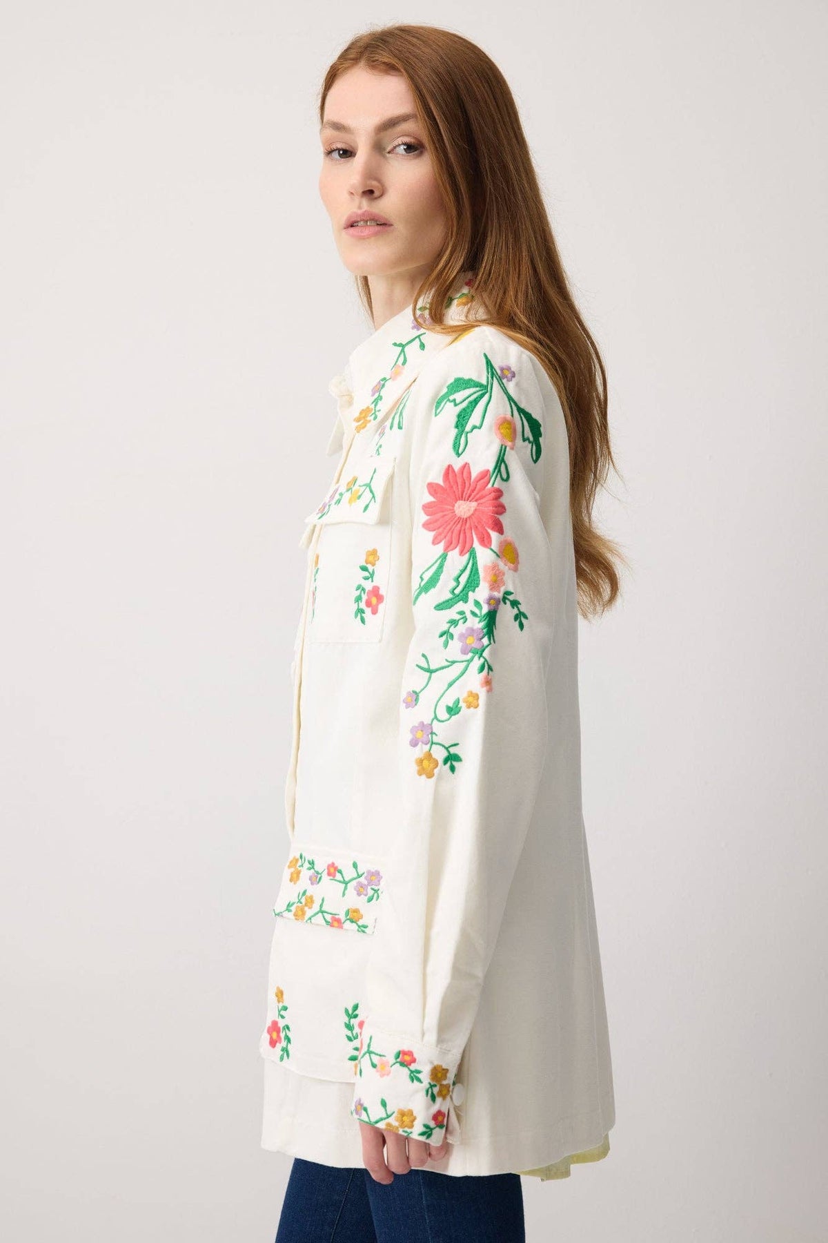 Nia Floral Embroidered Cotton Jacket