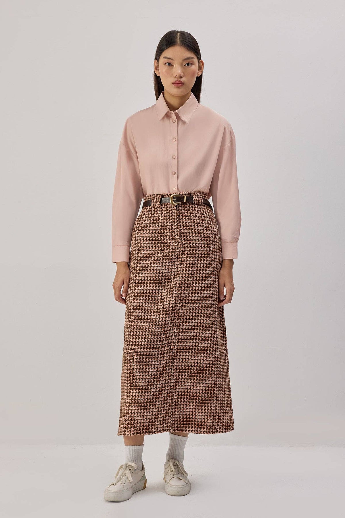 Tweedy Skirt / Brick Red