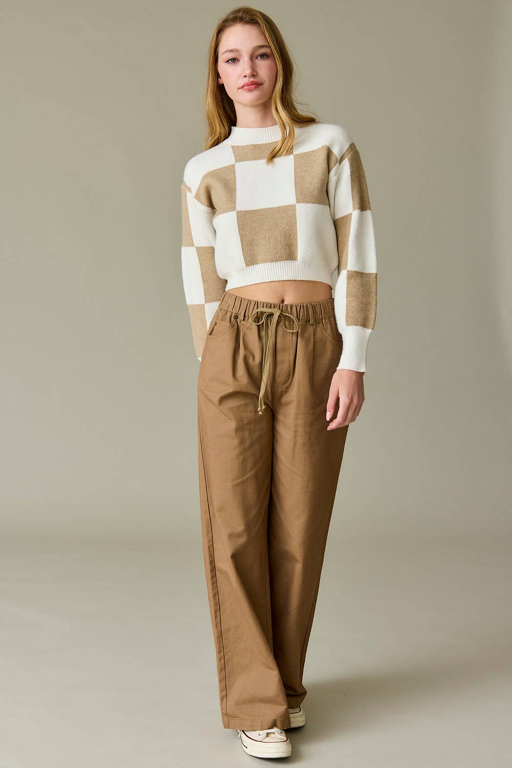 Hanna Checkerboard Sweater Top