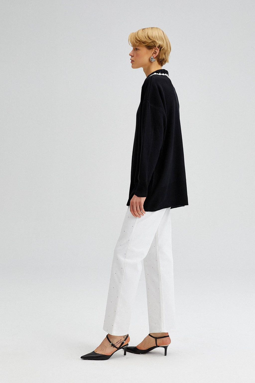 Lindsey Crocheted Collar Sweater