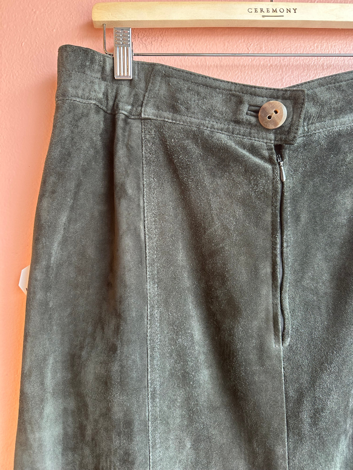 Vintage Green Leather Skirt
