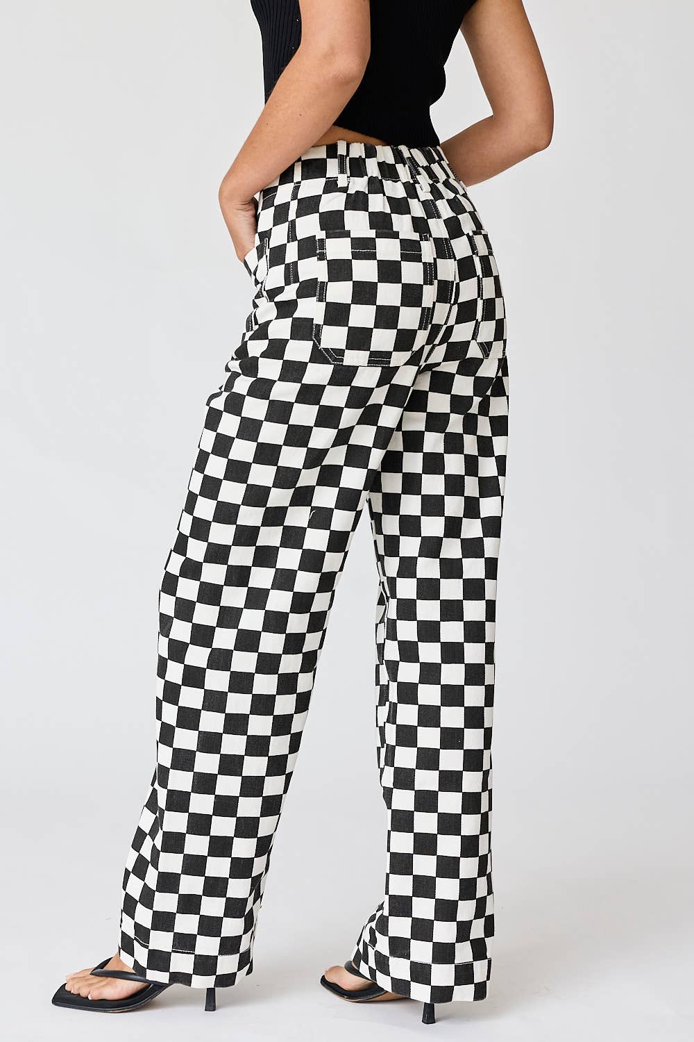 Becky Checkered Pants in Black