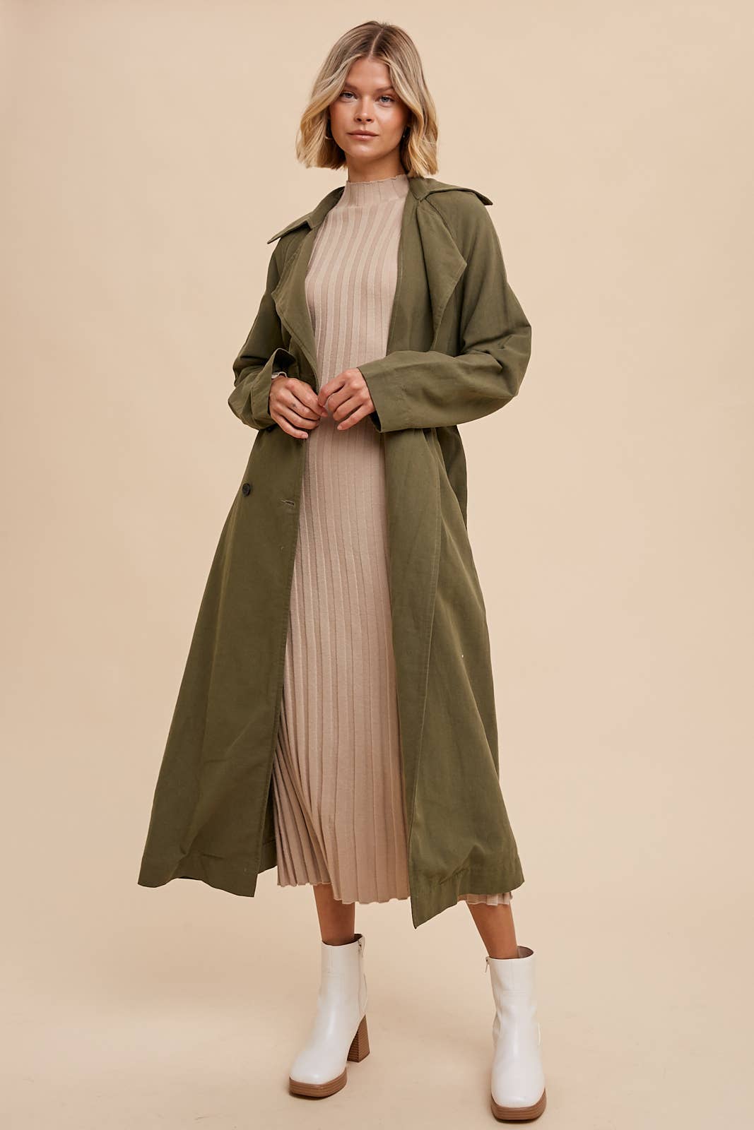 Garment-Washed Heavyweight Twill Trench Coat