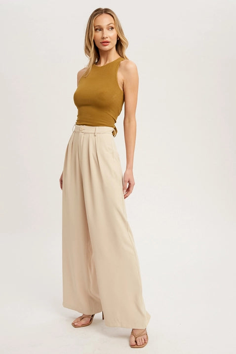 Pintuck Wide Leg Pants