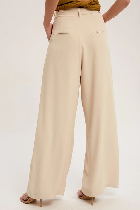 Pintuck Wide Leg Pants