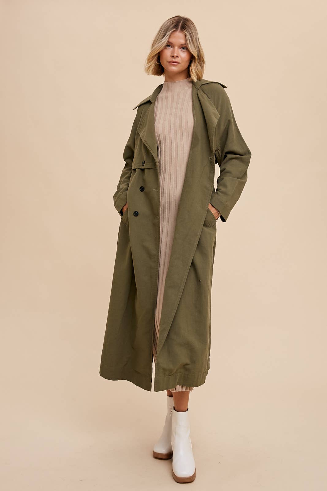 Garment-Washed Heavyweight Twill Trench Coat