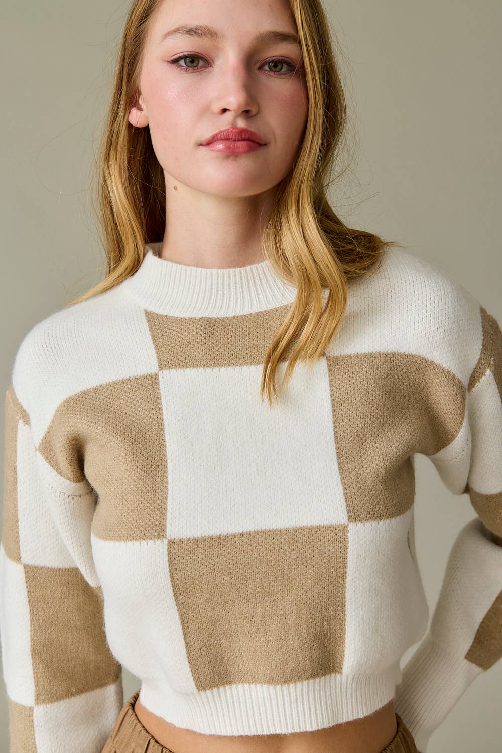 Hanna Checkerboard Sweater Top