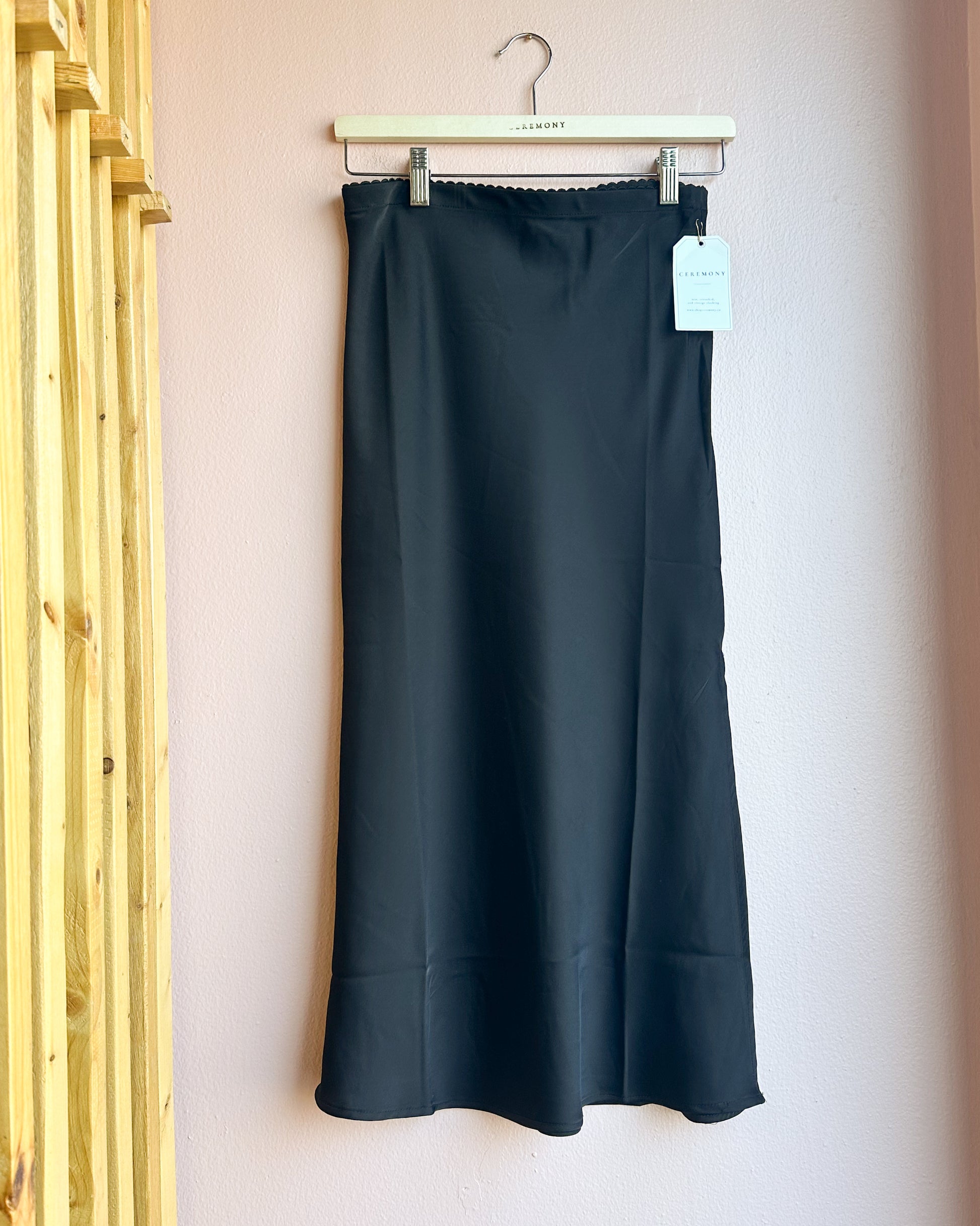 Maggie Satin Skirt in Black