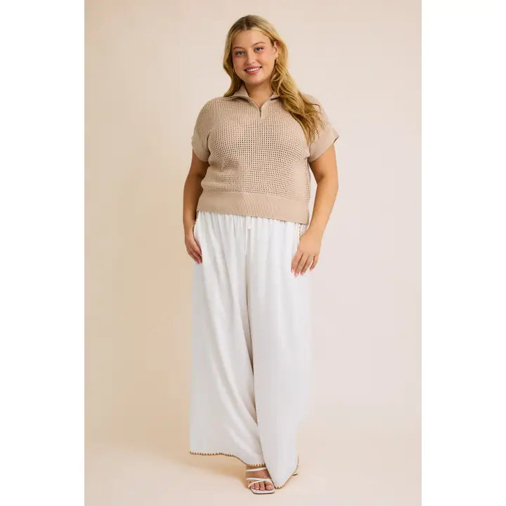 Crocheted Top in Taupe