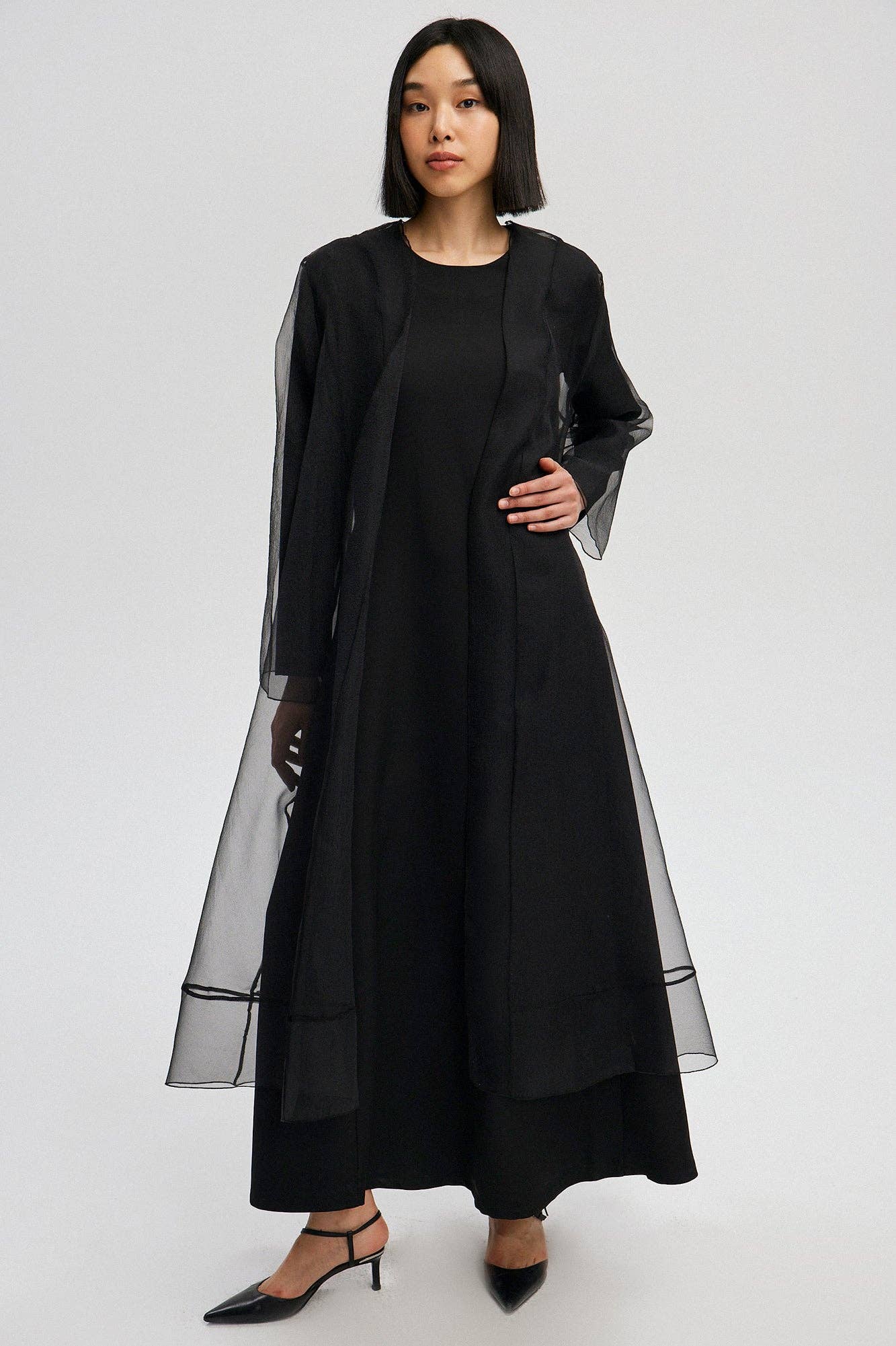 SHEER OPEN MAXI DRESS  / One Size
