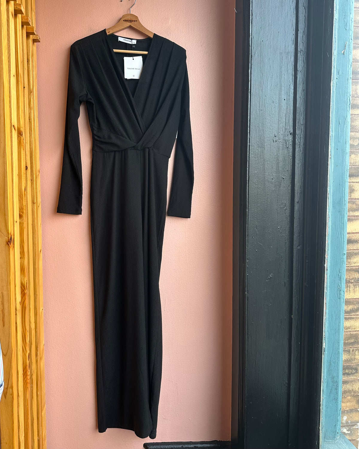 Textured Wrap-Front Jumpsuit