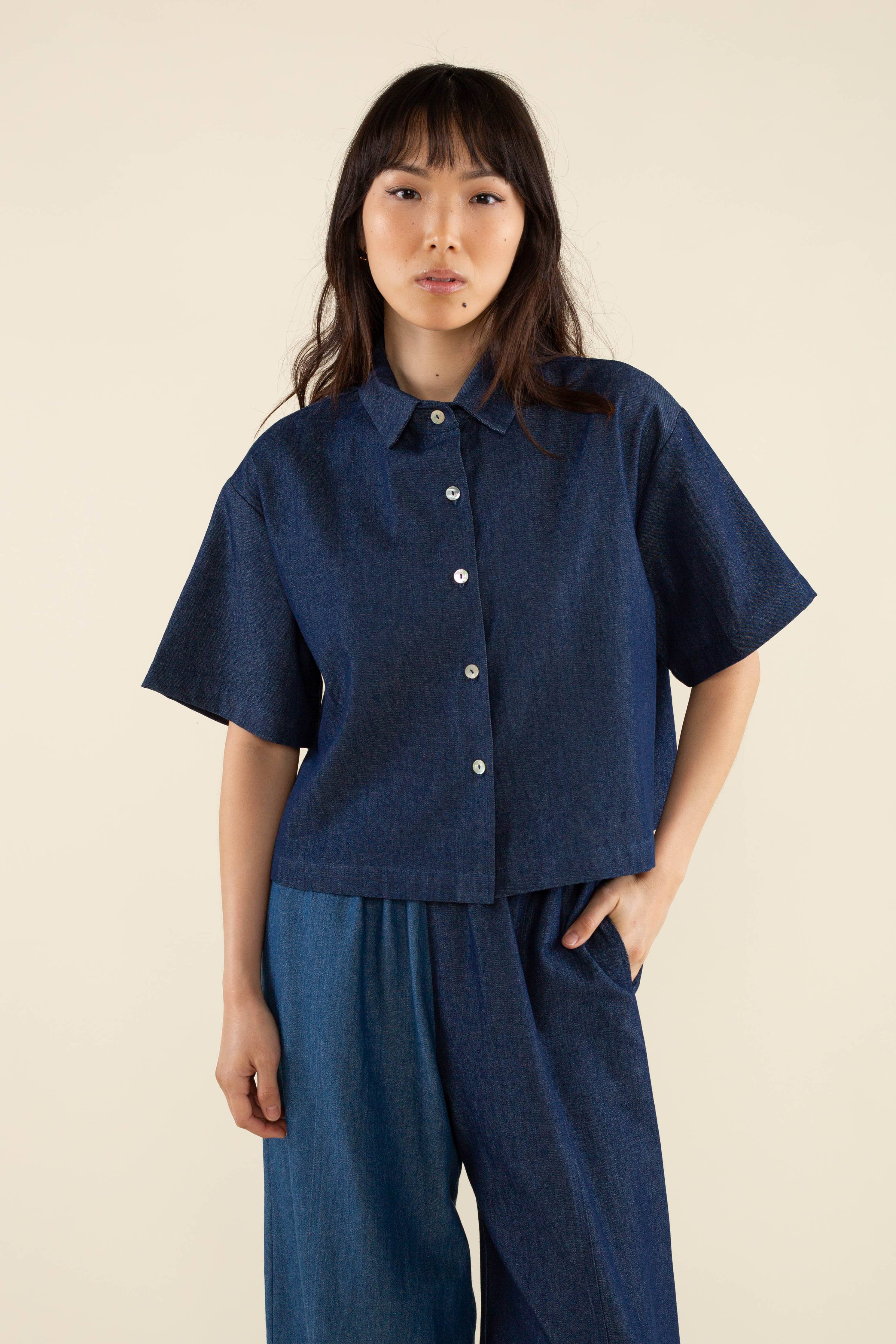 Charli Boxy Button Up Denim Shirt