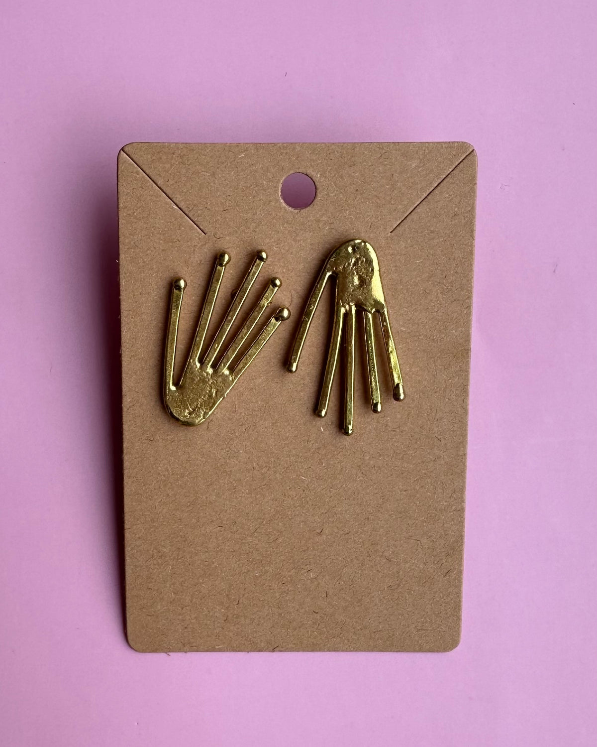 Brass Hand Earrings