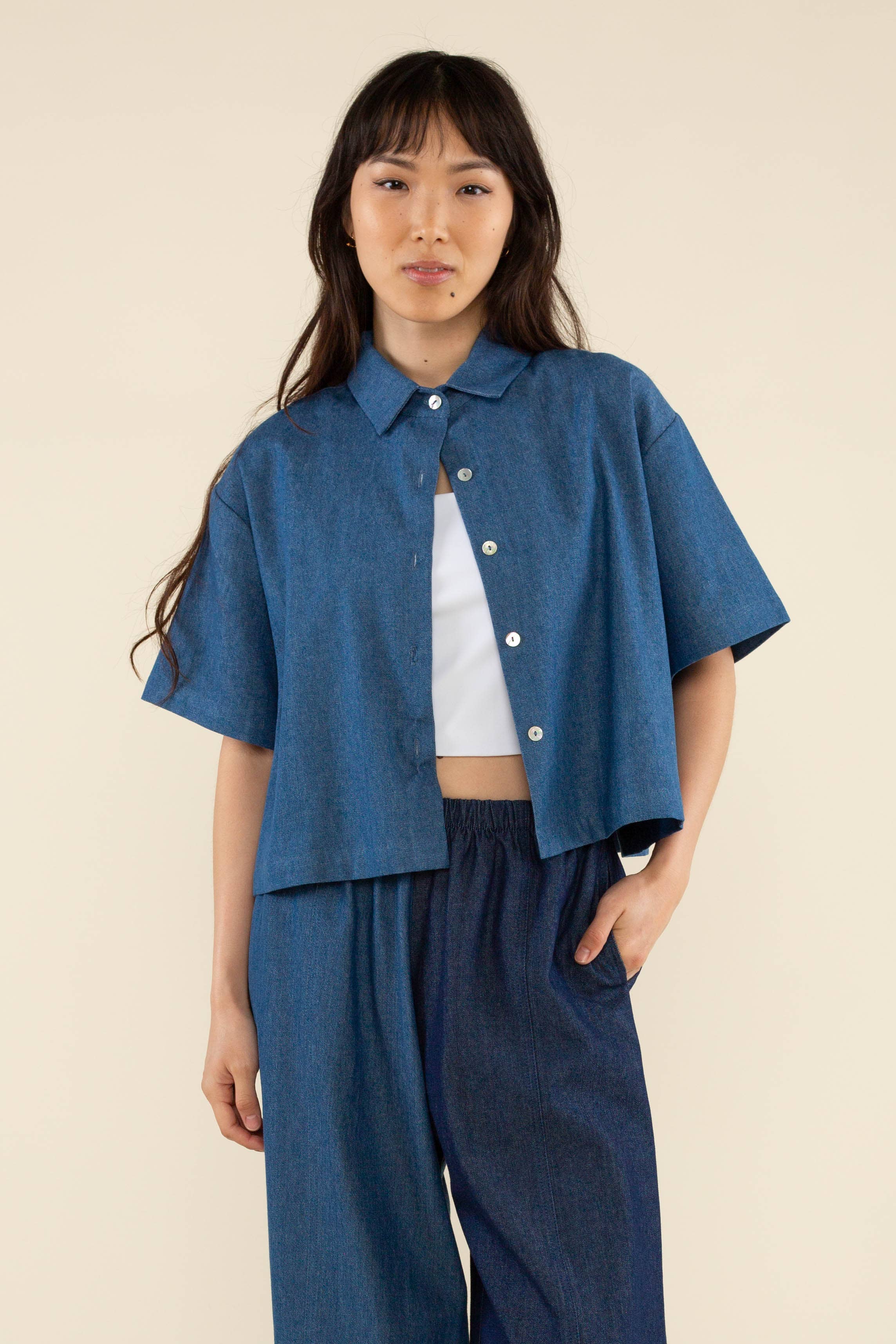 Charli Boxy Button Up Denim Shirt