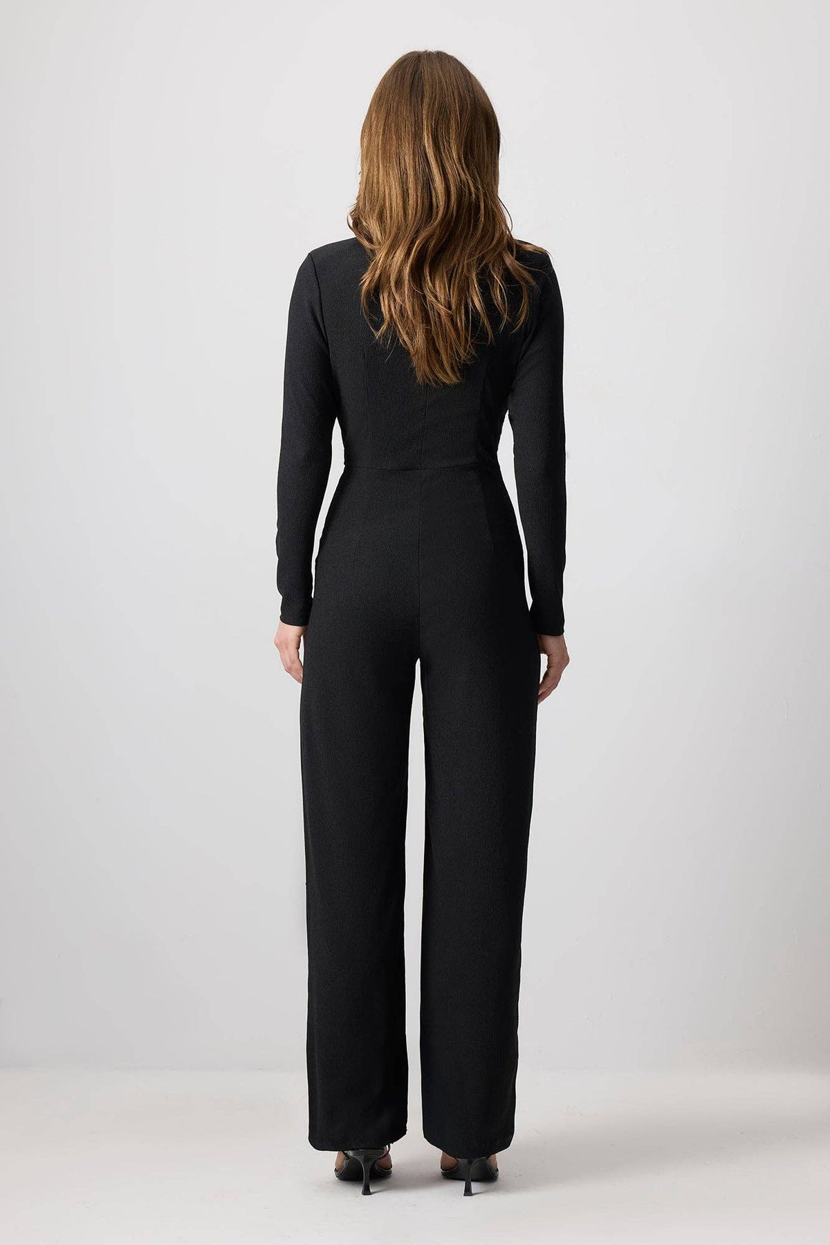 Textured Wrap-Front Jumpsuit