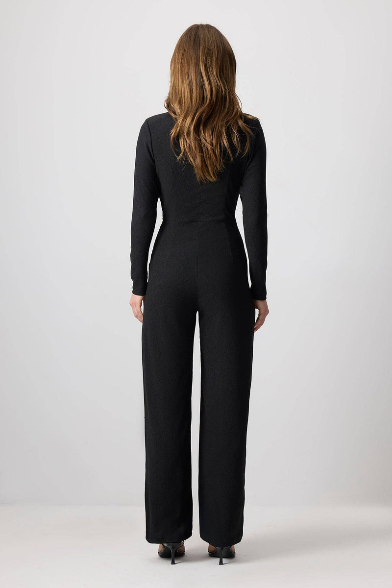 Textured Wrap-Front Jumpsuit