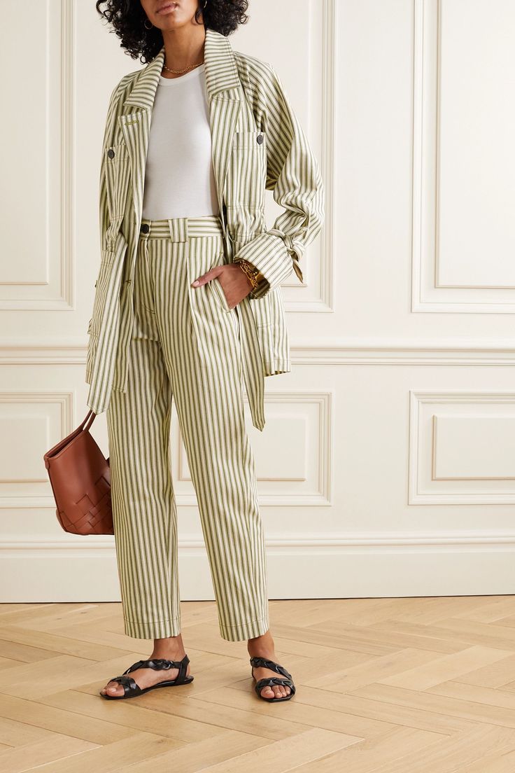 Mara Hoffman Jade Pants / Olive Stripe / Size 12