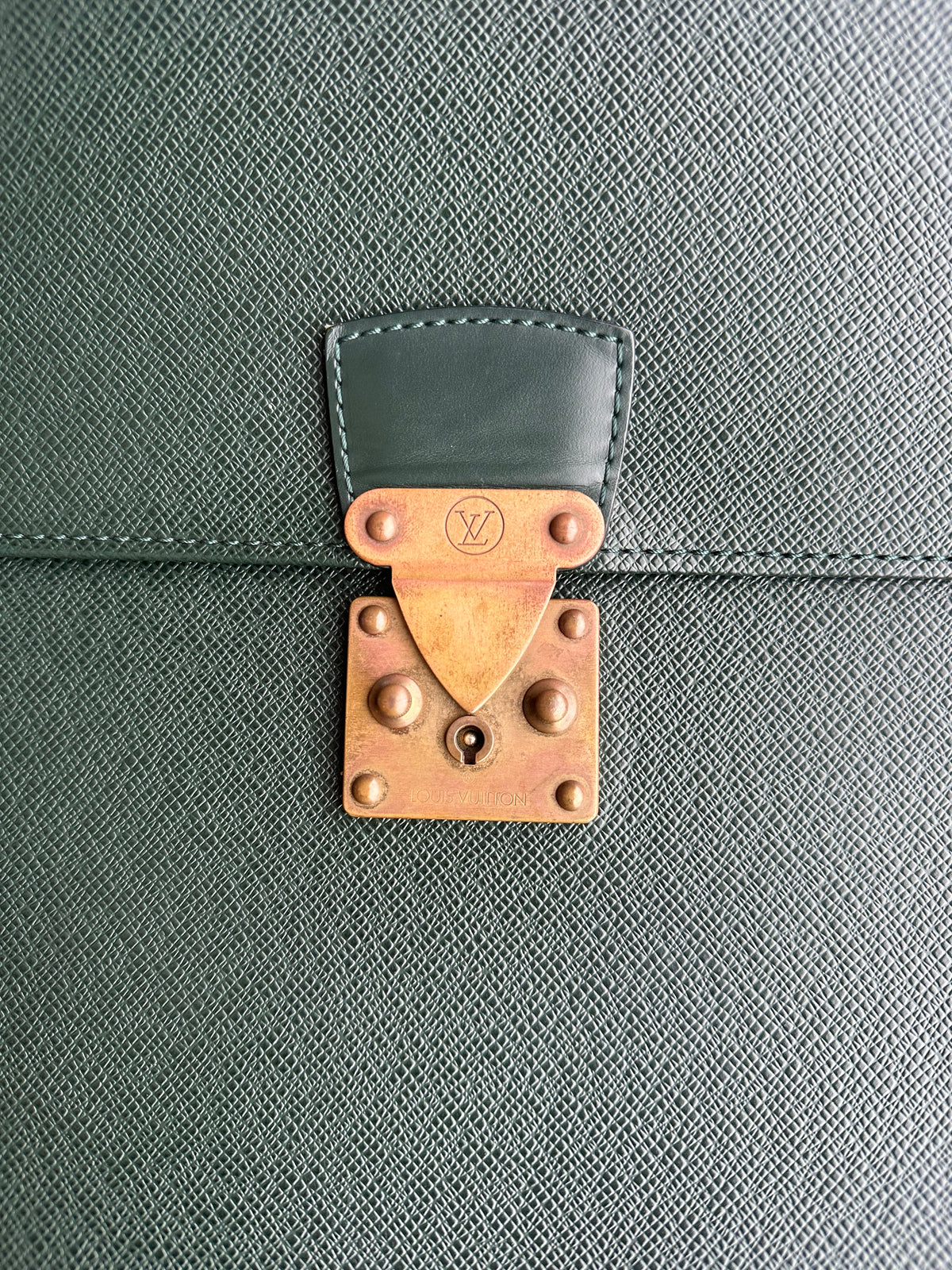 Louis Vuitton Serviette President Green Taiga Briefcase