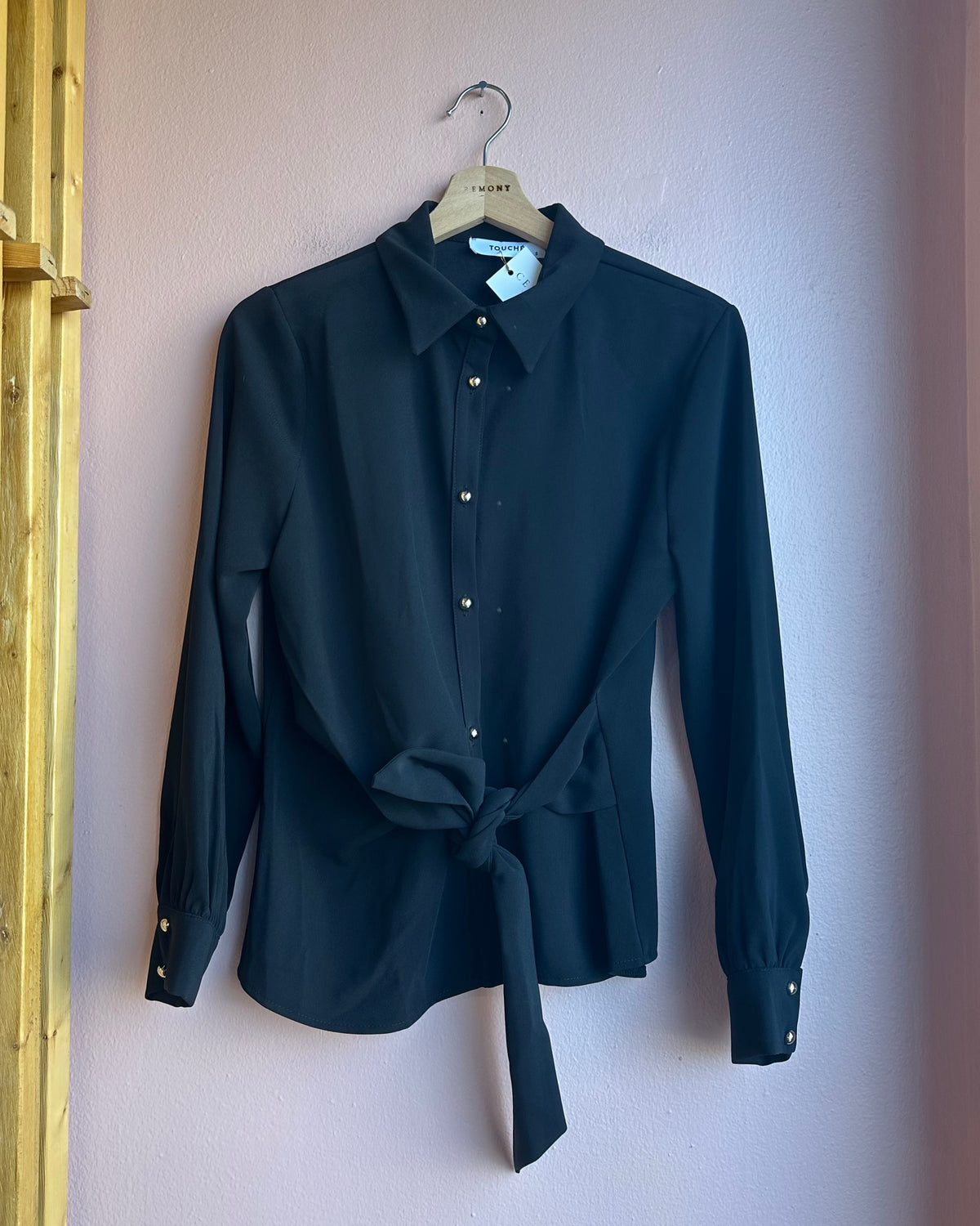 Joan Front Tie Shirt / Black