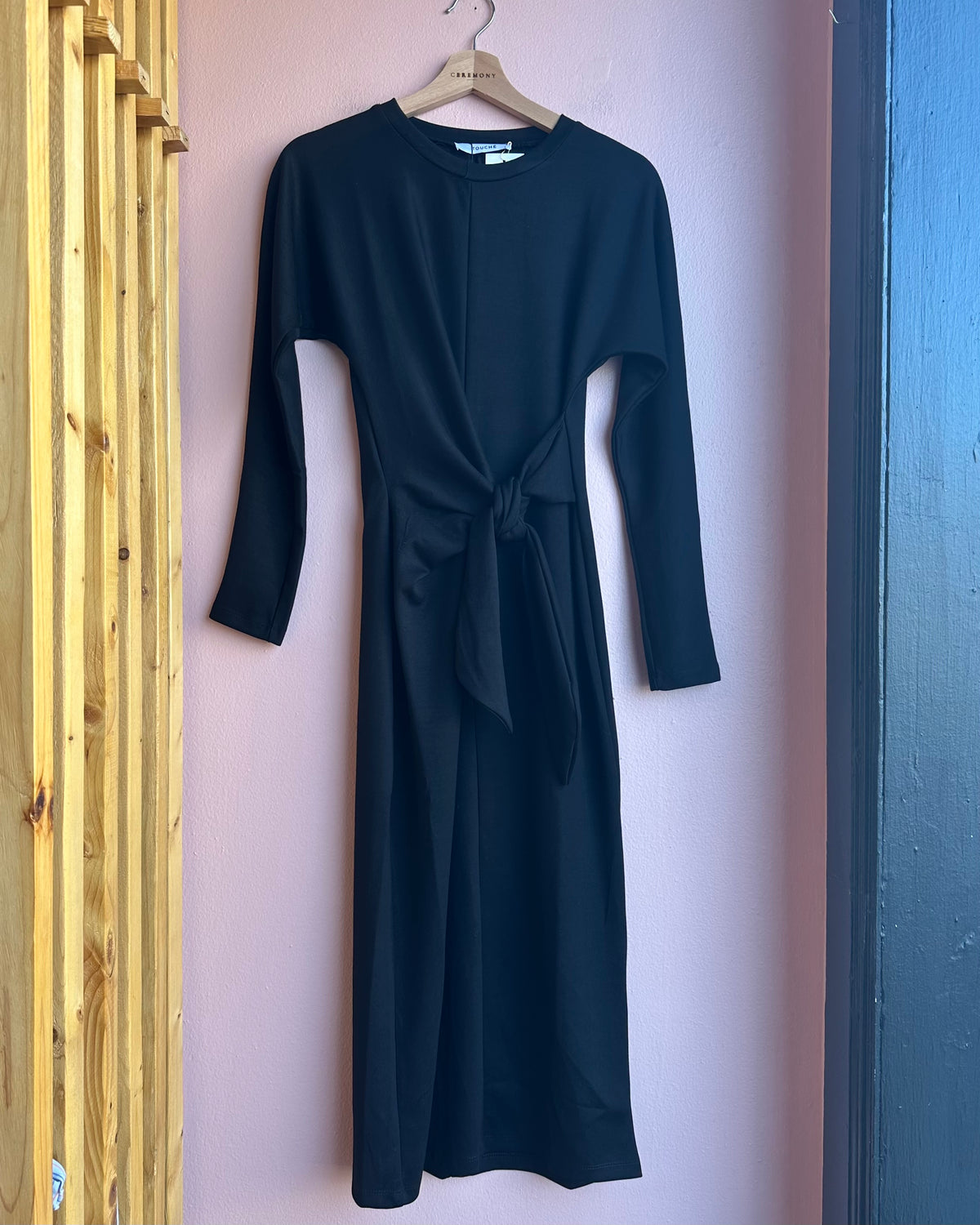 Marta Front Tie Midi Dress / Black