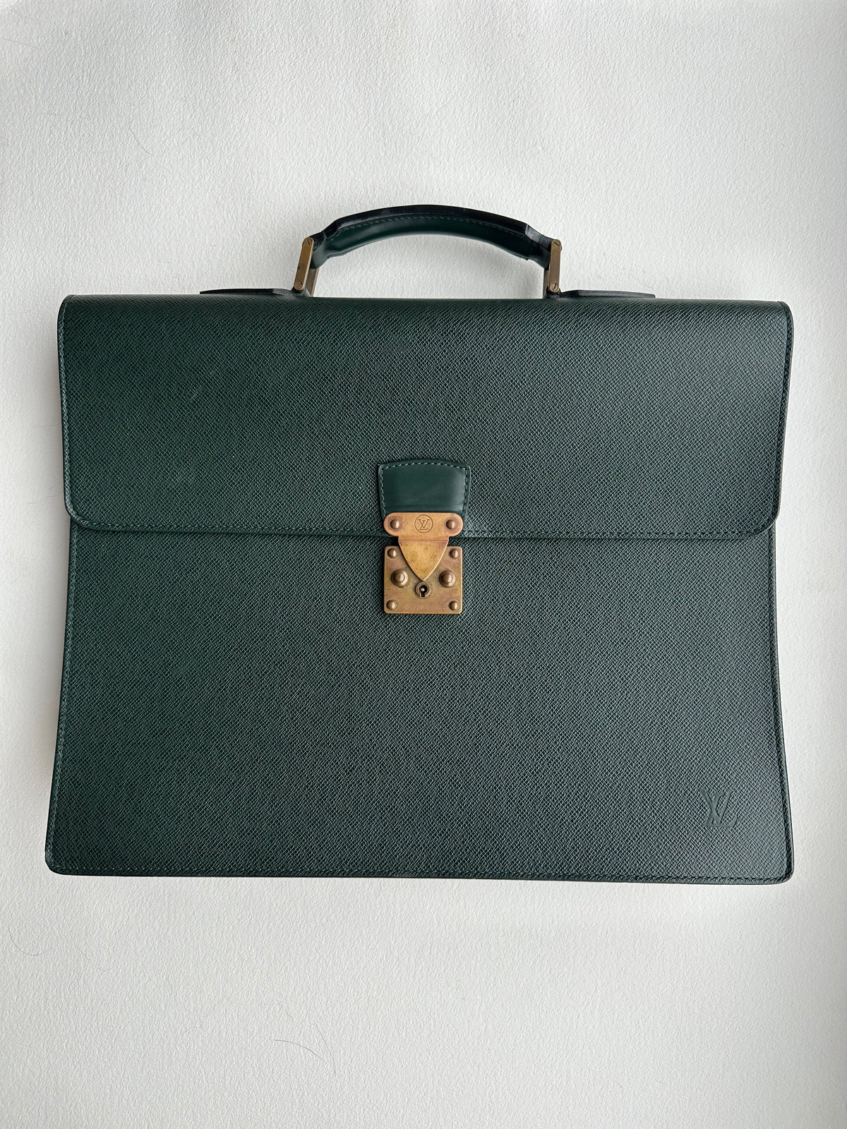 Louis Vuitton Serviette President Green Taiga Briefcase