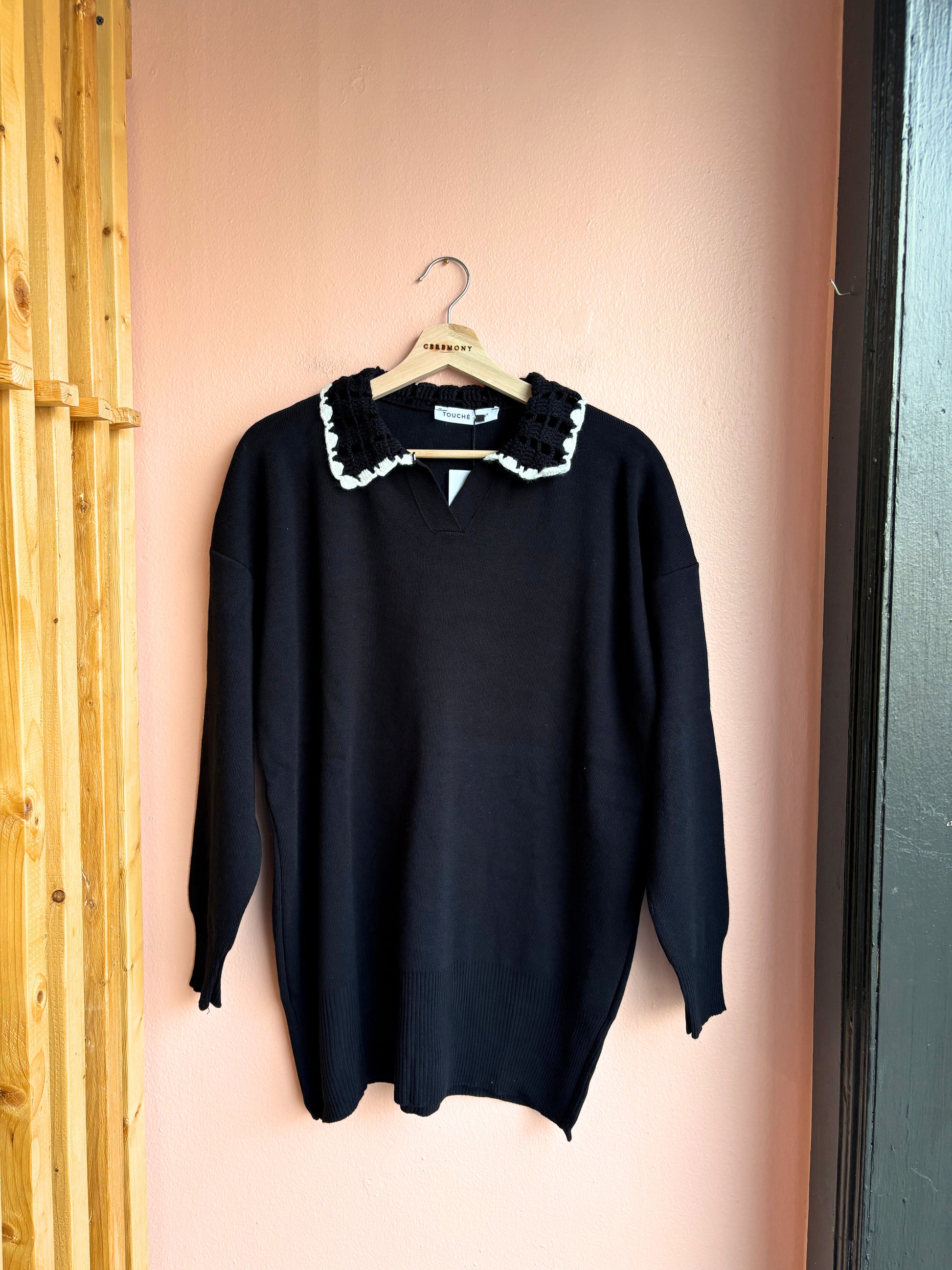 Lindsey Crocheted Collar Sweater