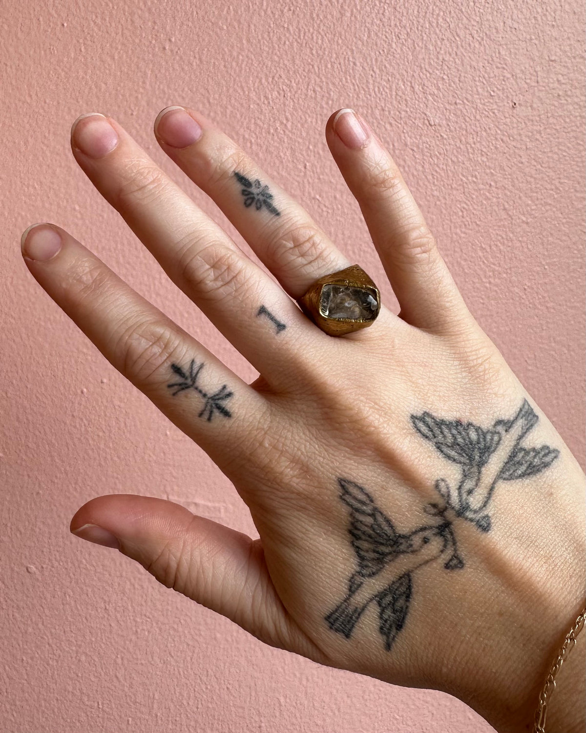Brass / Clear Glass Rectangle Ring