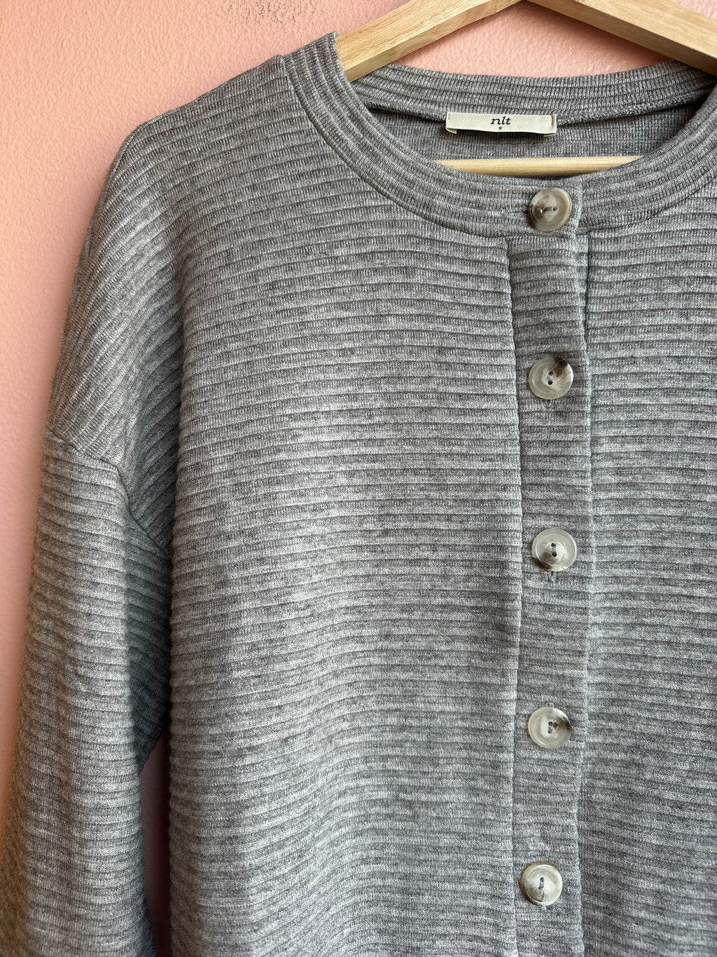 Jos Heavy Rib Cardigan in Heather Grey