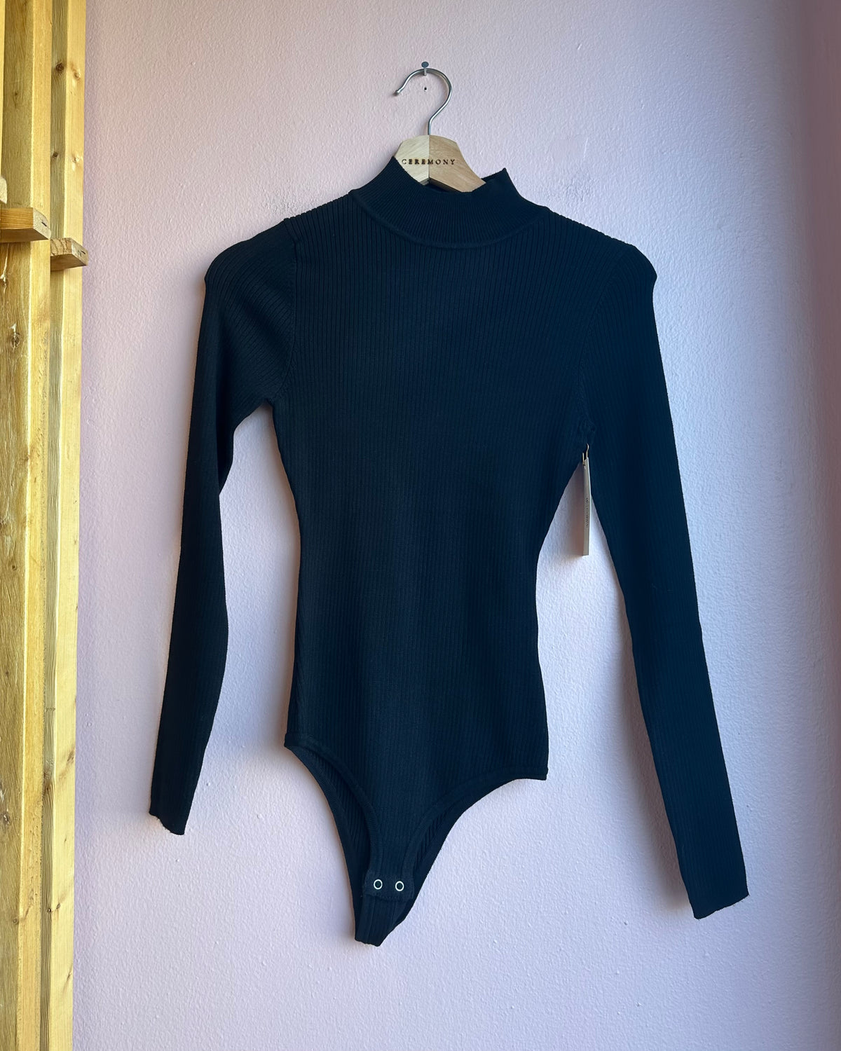 Georgie Ribbed Bodysuit / Black