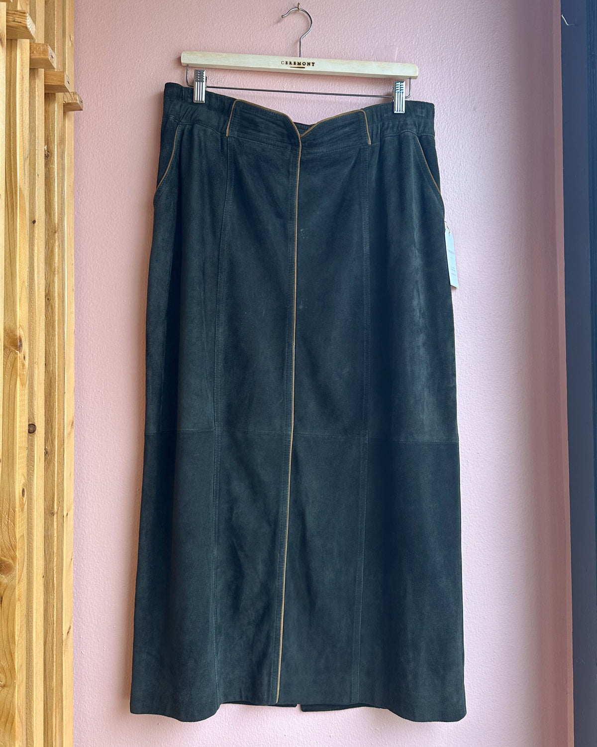 Vintage Green Leather Skirt