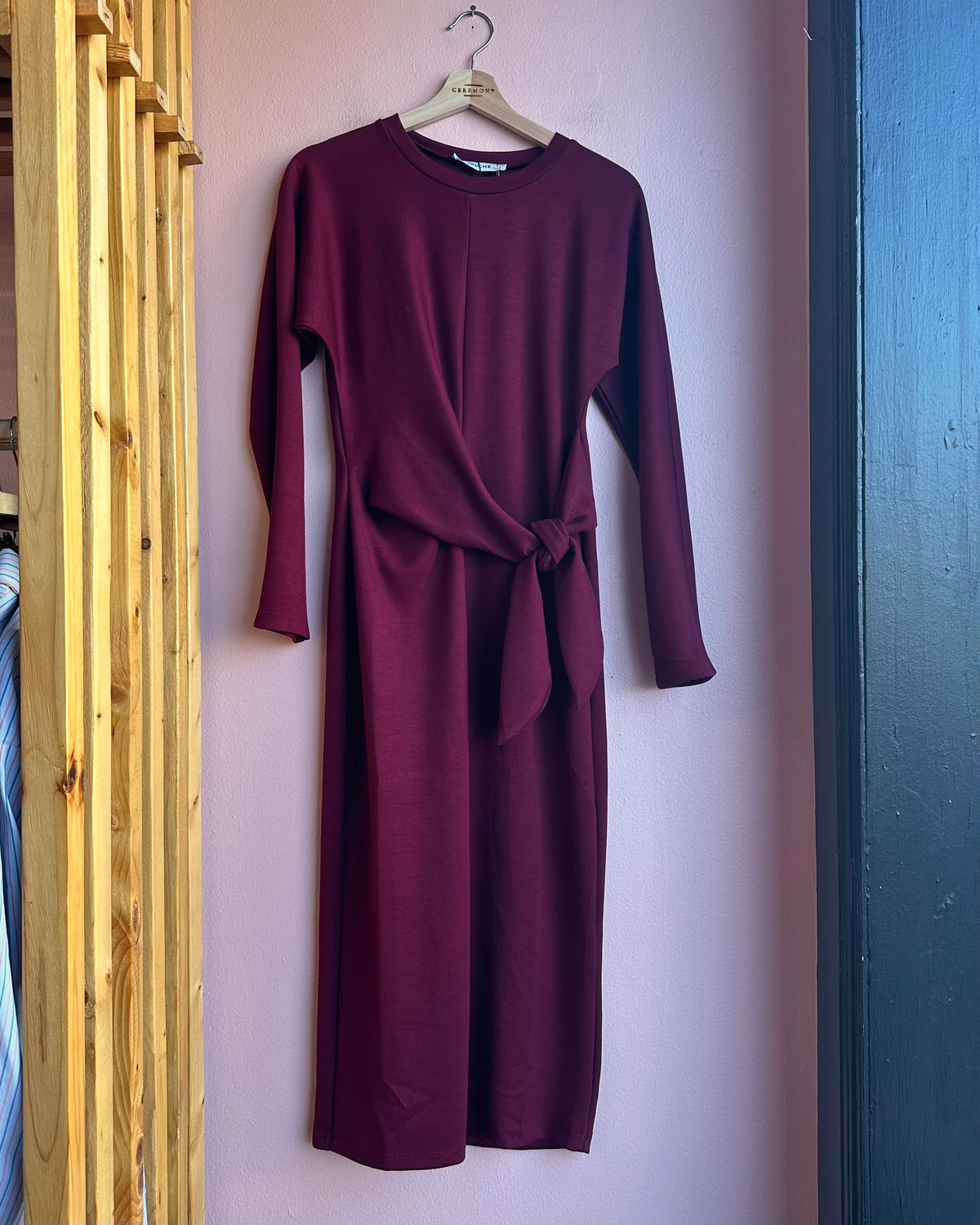 Marta Front Tie Midi Dress / Oxblood