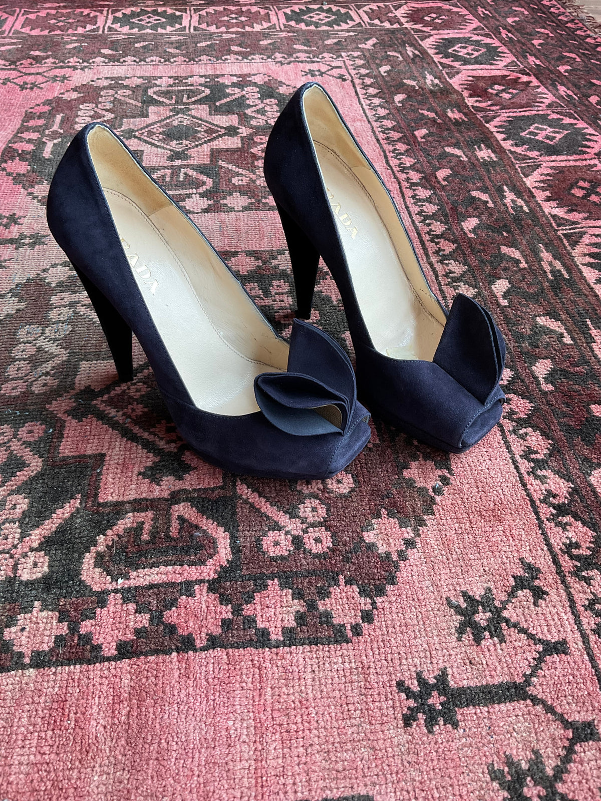 Prada Suede Platform Heels / Sz US 6 / IT 36