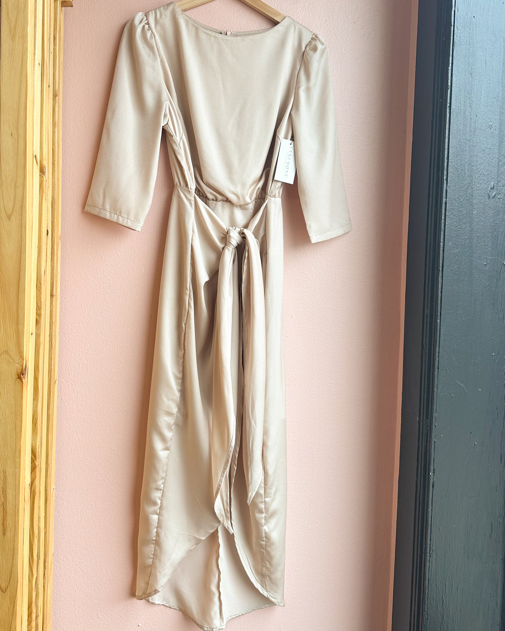Marcella High-Low Satin Wrap Dress
