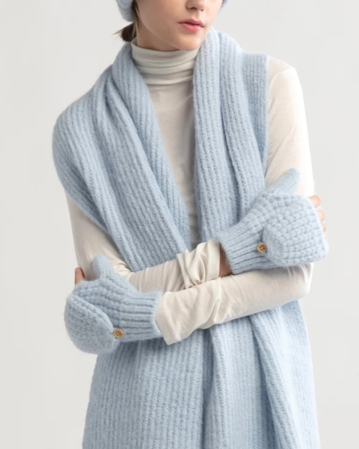 Wool Blend Knit Flip Mitten