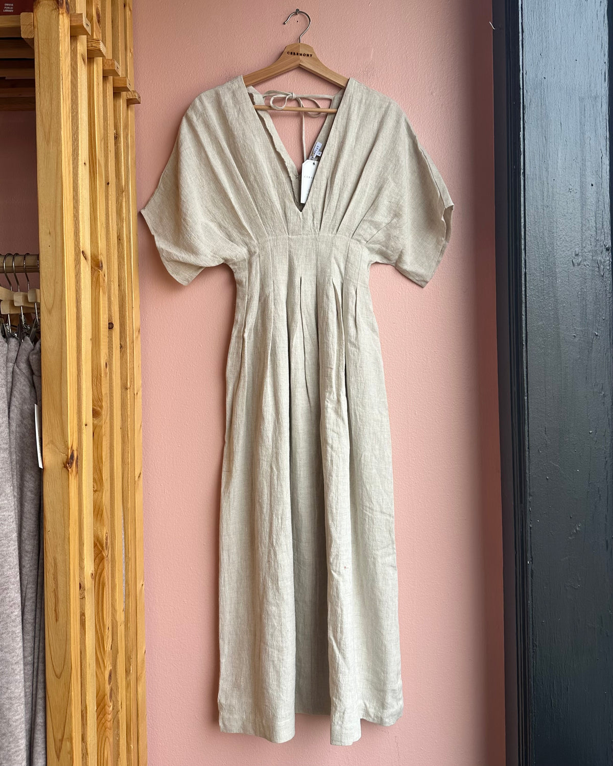 Amiee Linen Pleated Midi Dress