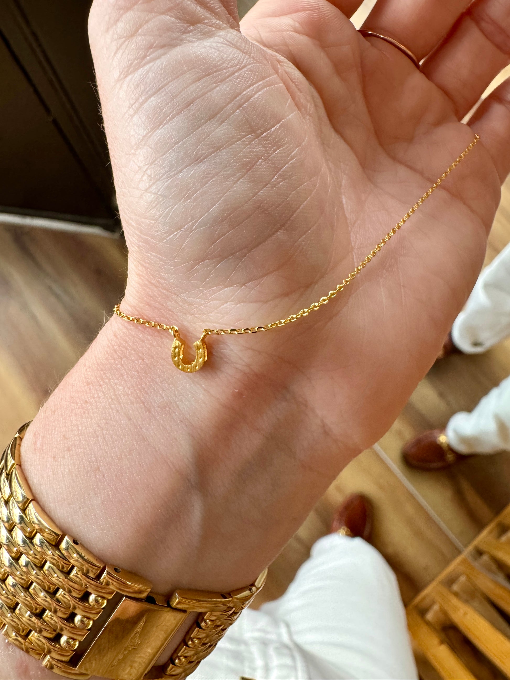 Tiny Gold Horseshoe Necklace