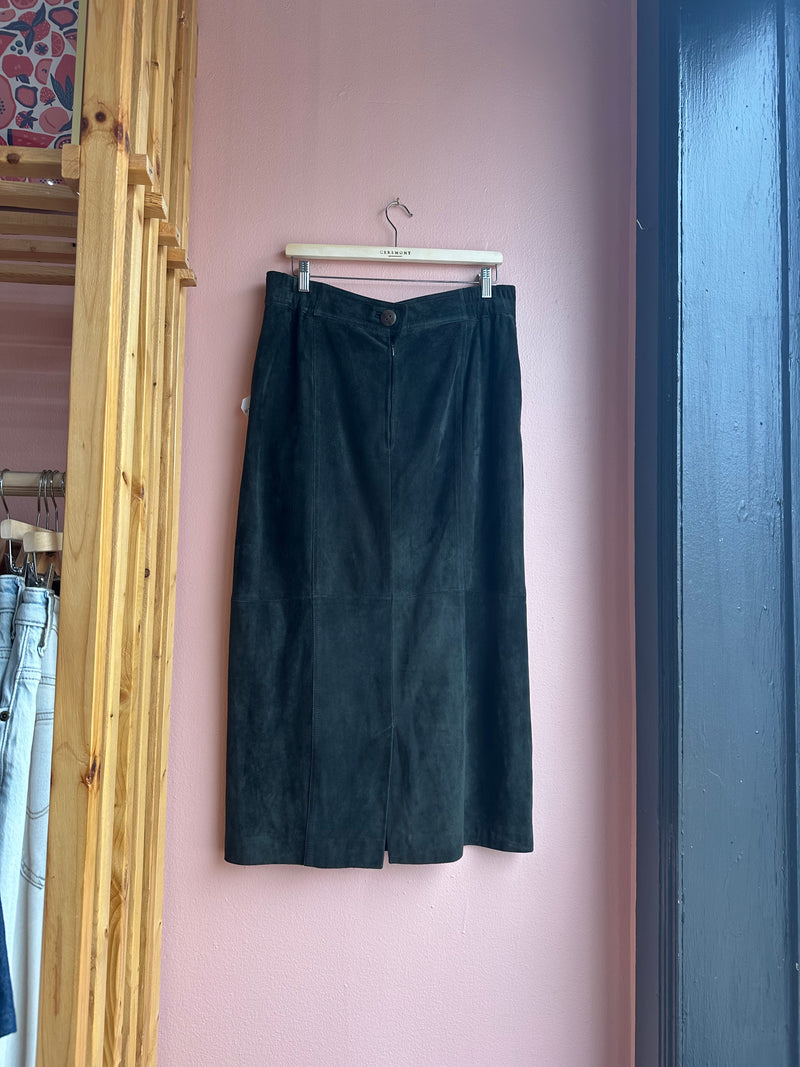 Vintage Green Leather Skirt