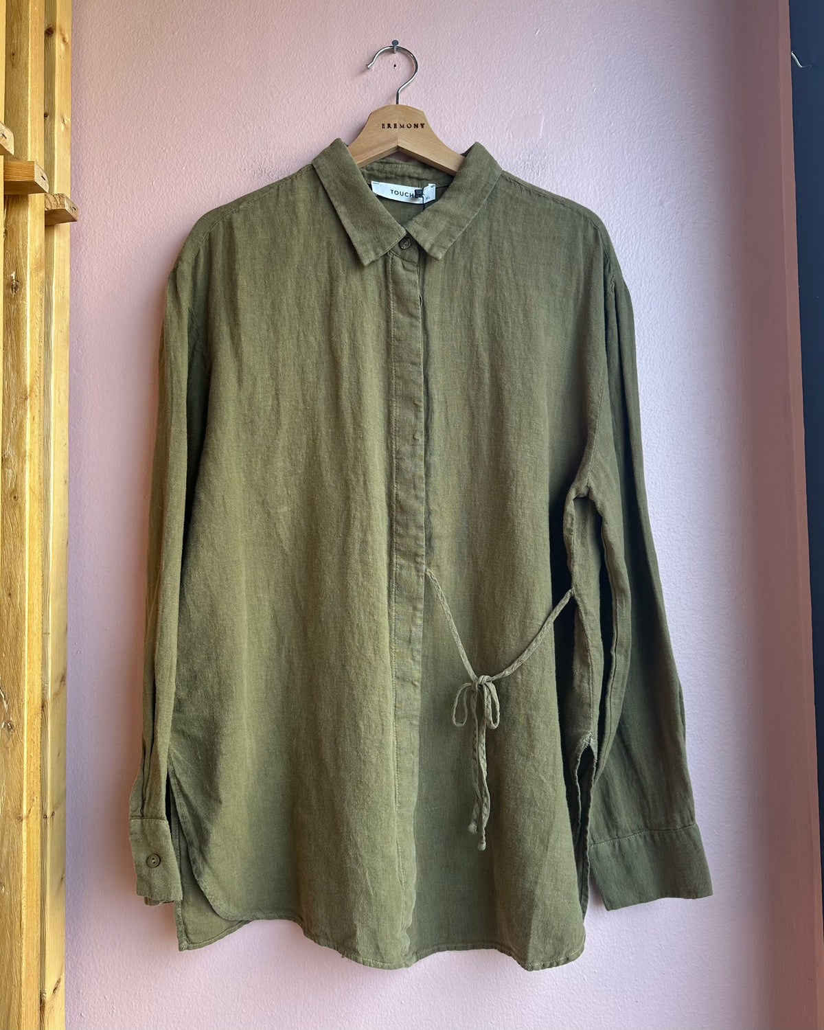 Linen Tie-Waist Shirt / Pond