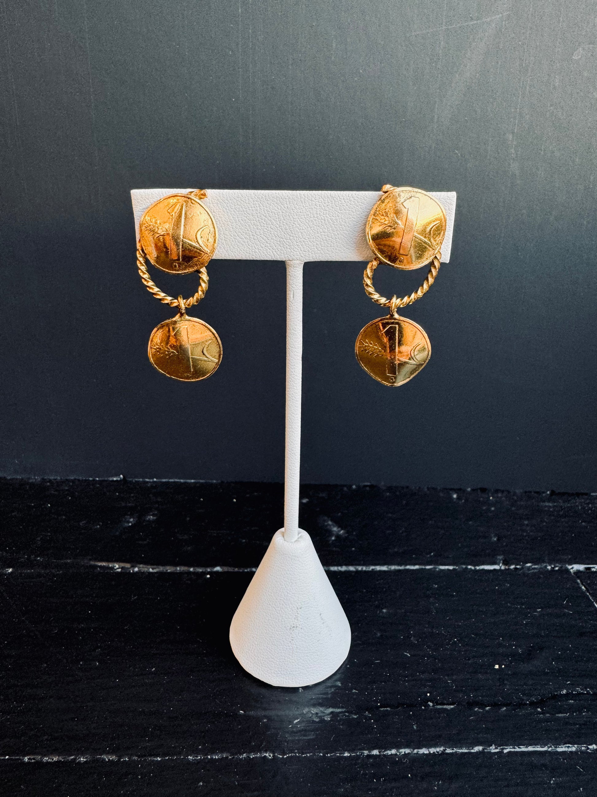 Vintage Freirich Coin Earrings