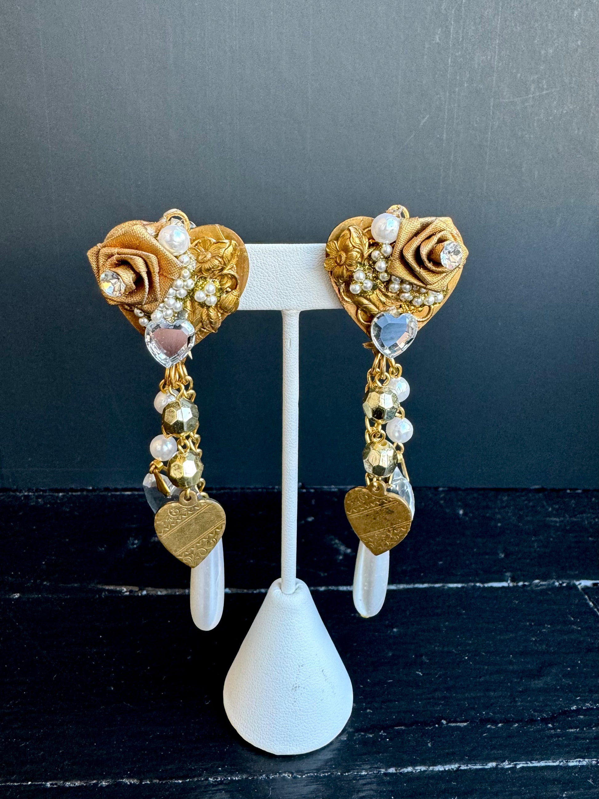 Vintage Signed Patrice Joy Rosen Dangle Clip On Earrings