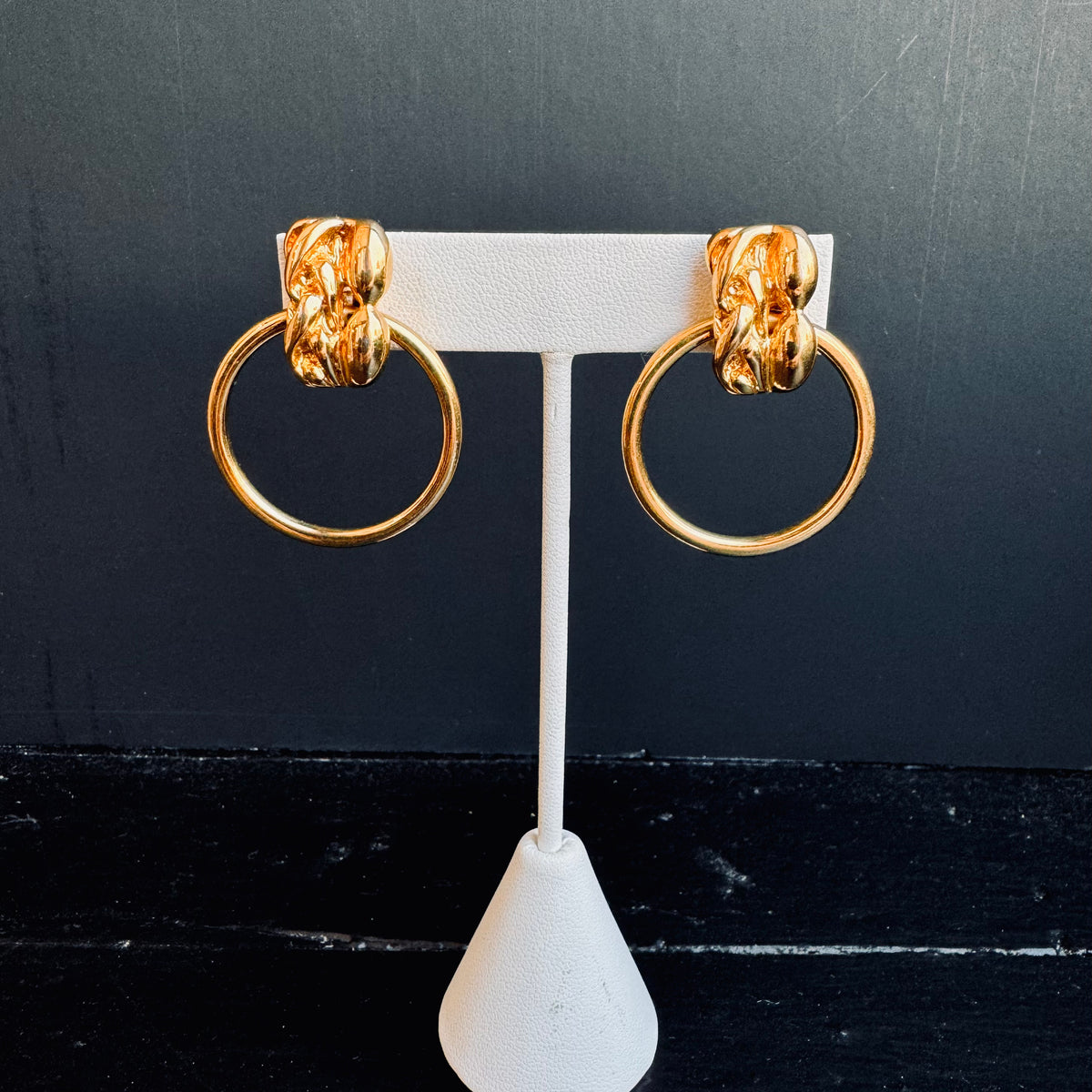 Monet gold hoop clip on earrings hotsell