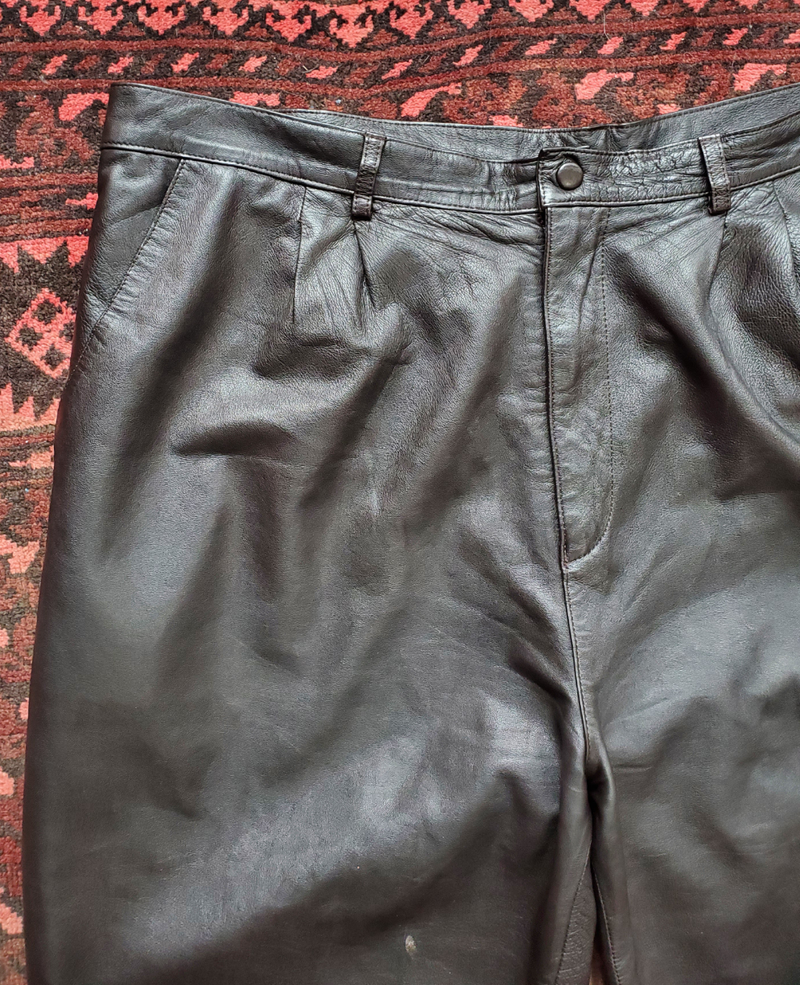 Claude Lamont Leather Black Pants / Size 44