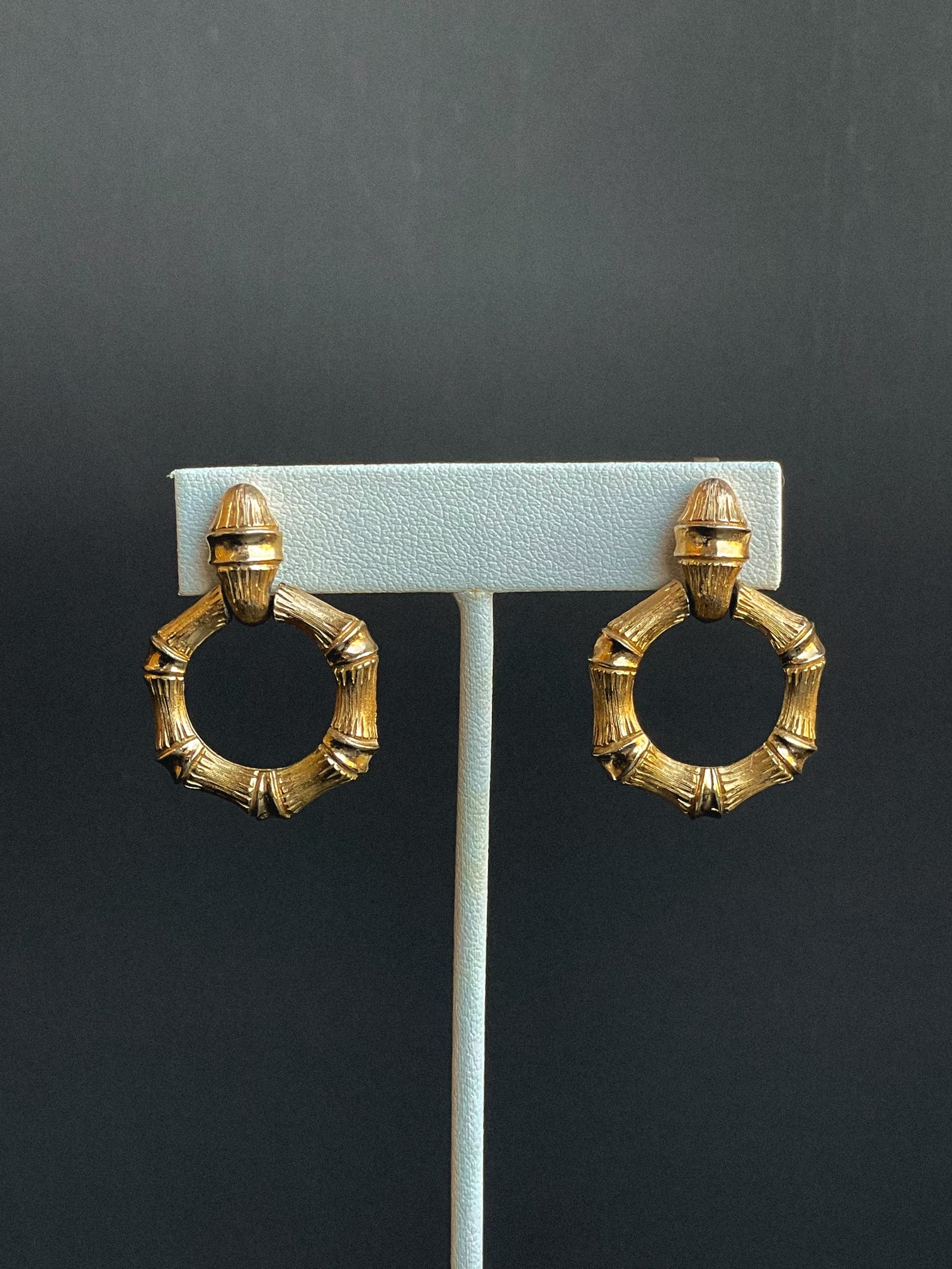 Vintage Avon Bamboo Doorknocker Earrings