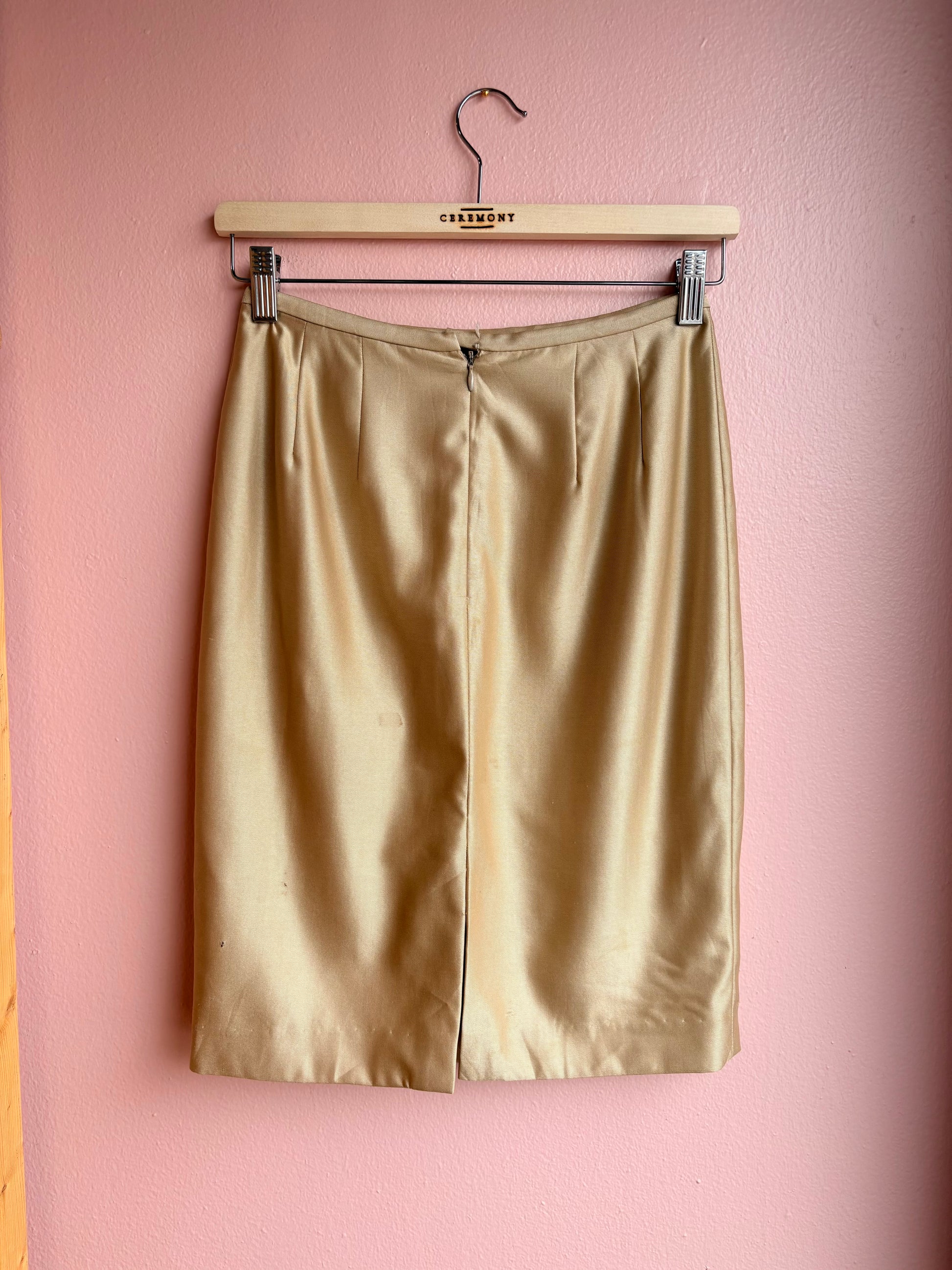 Lafayette Camel Silk Pencil Skirt / Size 0