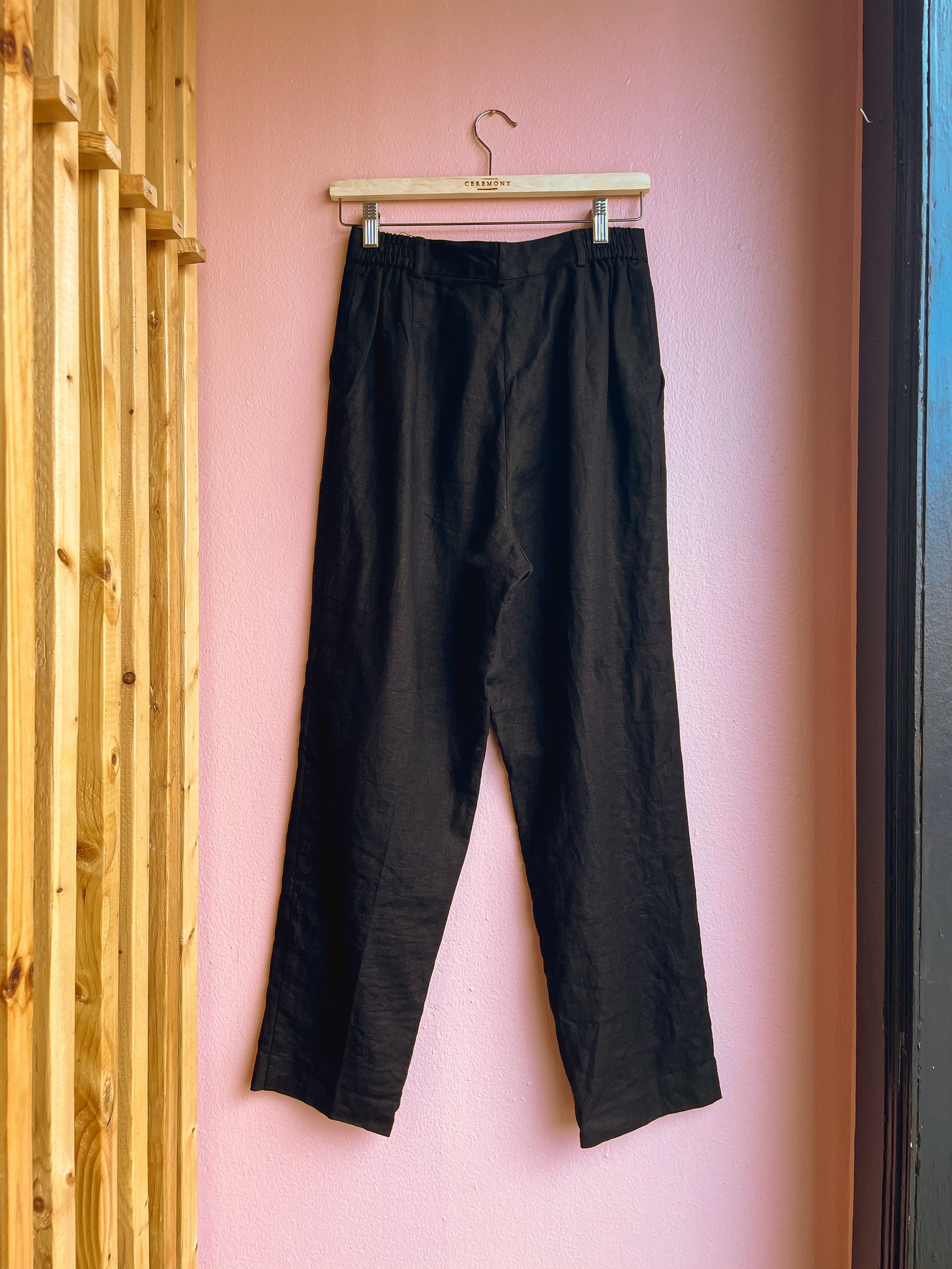 Bice Petite Black Linen Trousers / Size 10