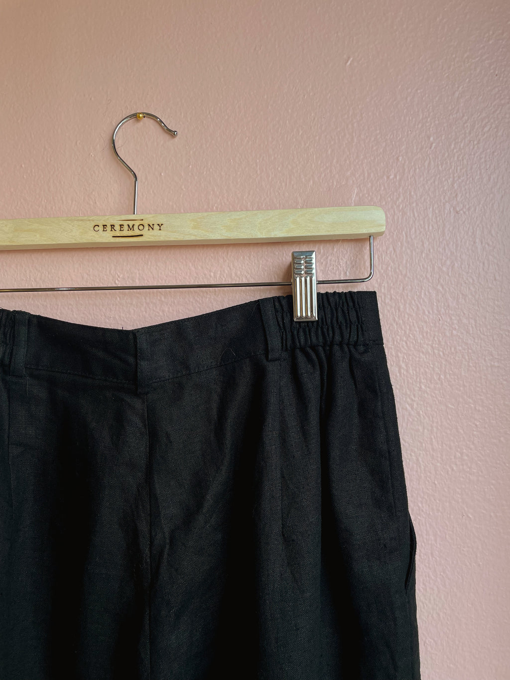 Bice Petite Black Linen Trousers / Size 10