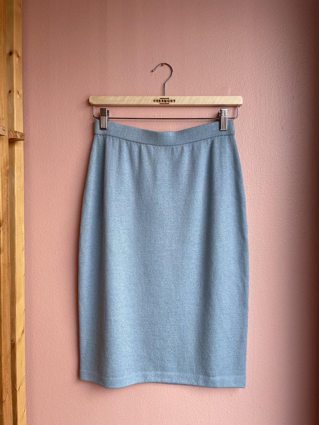 St. John Baby Blue Knit Pencil Skirt / Size 4
