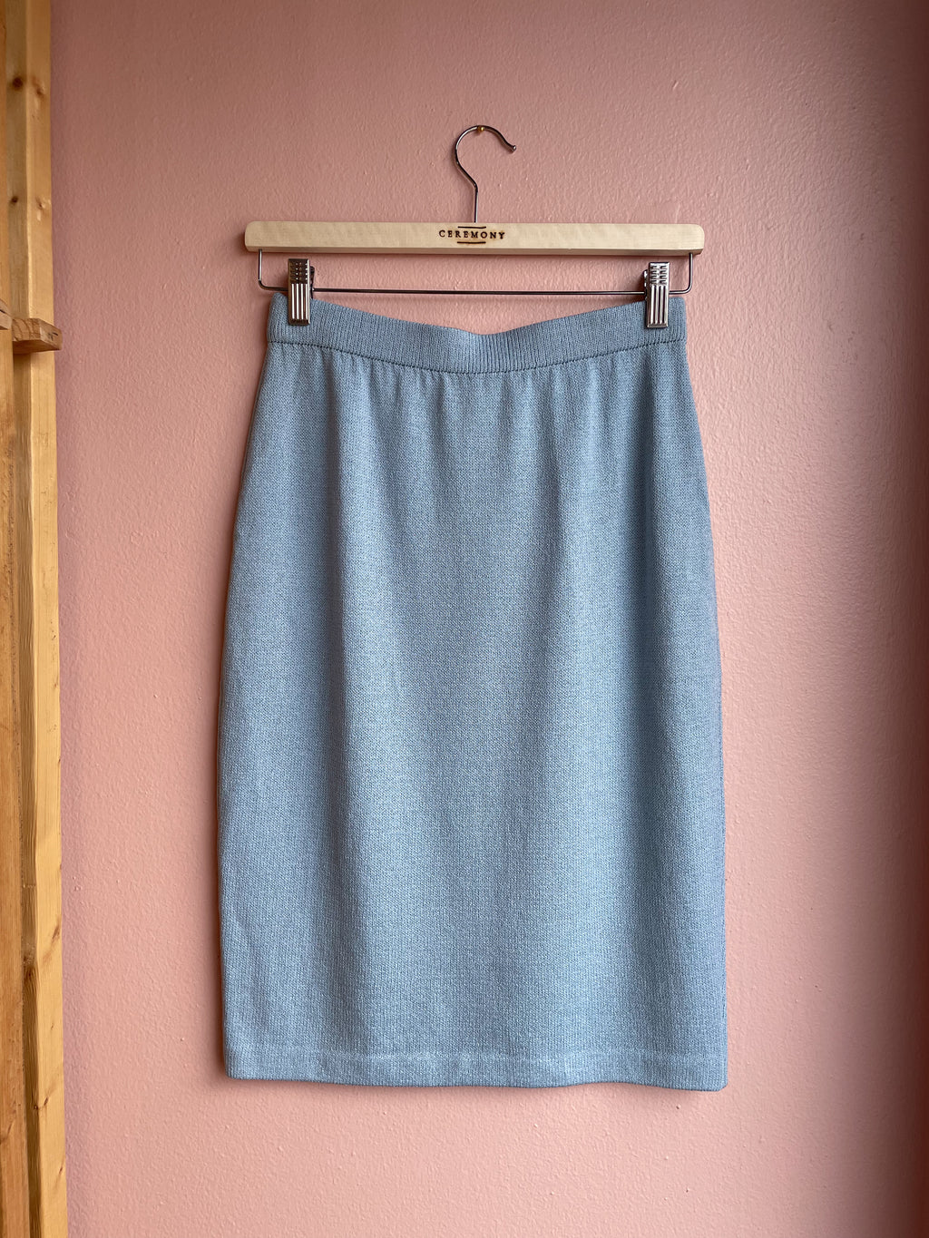 St. John Baby Blue Knit Pencil Skirt / Size 4