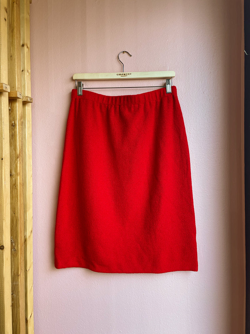 St. John Cherry Red Knit Pencil Skirt / Size 10