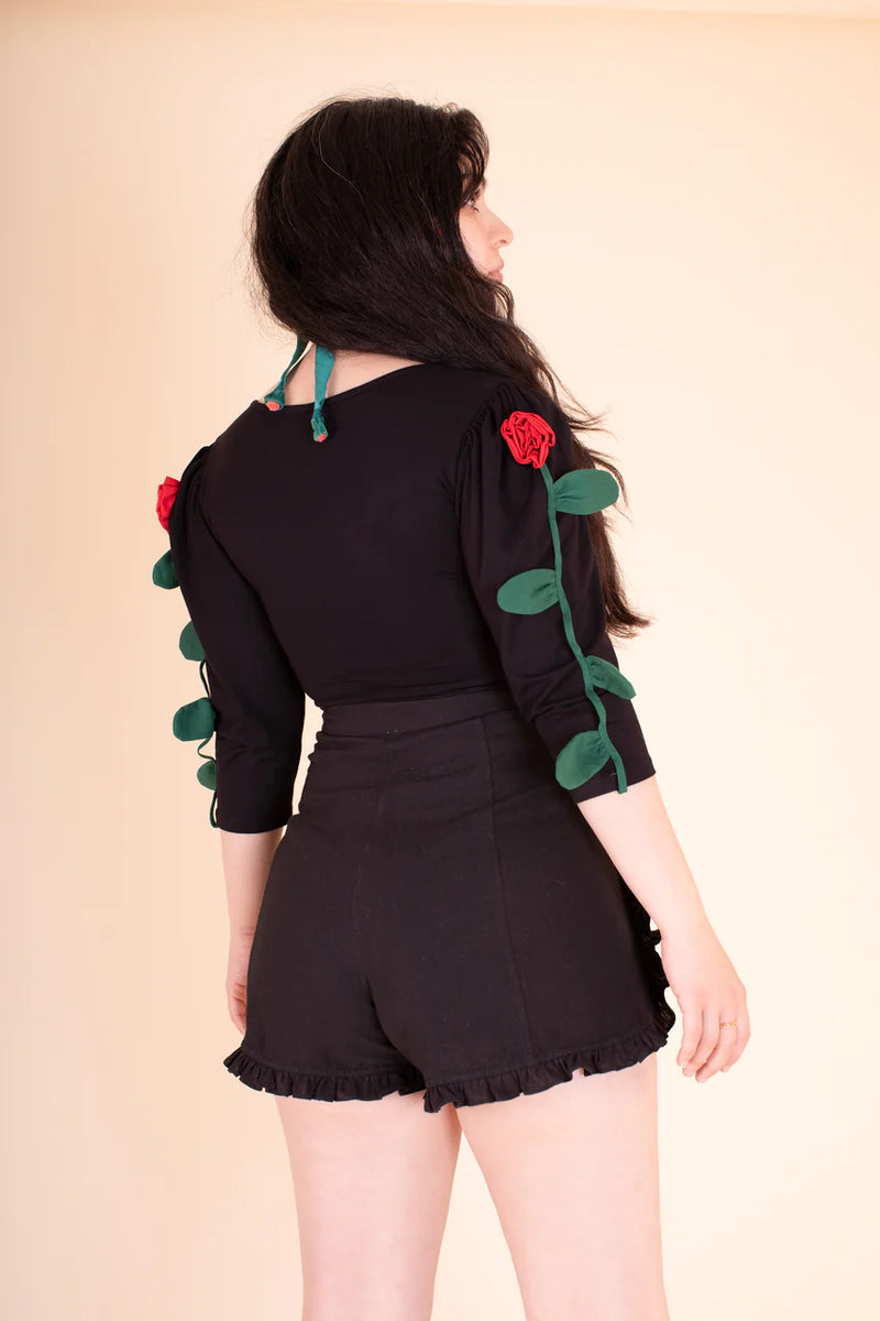 Ruffle Shorts in Black